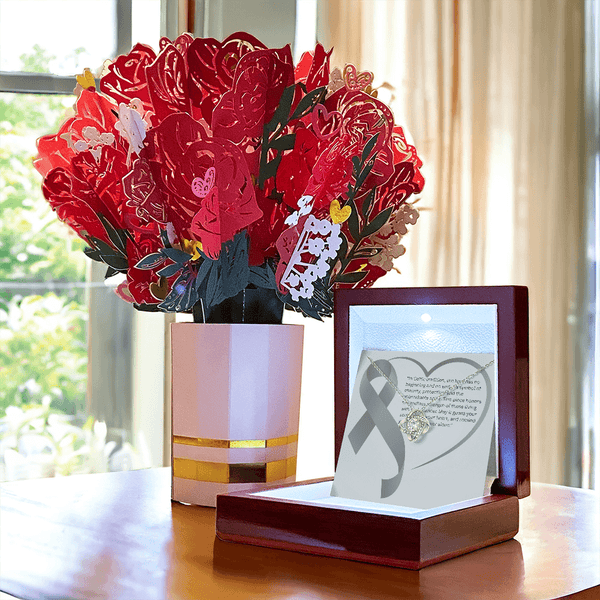 Customizable Celtic Knot Bundle with Flower Bouquet - JohnVsGBMWhite Gold FinishLuxury BoxPancreatic