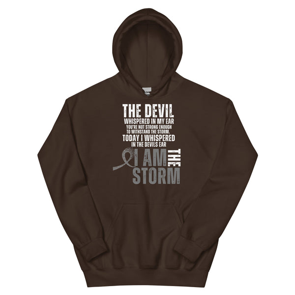 Customizable I Am the Storm Cancer Awareness Hoodie - JohnVsGBMDark ChocolateS