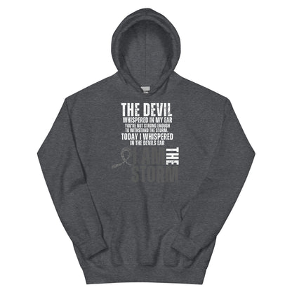 Customizable I Am the Storm Cancer Awareness Hoodie - JohnVsGBMDark HeatherS