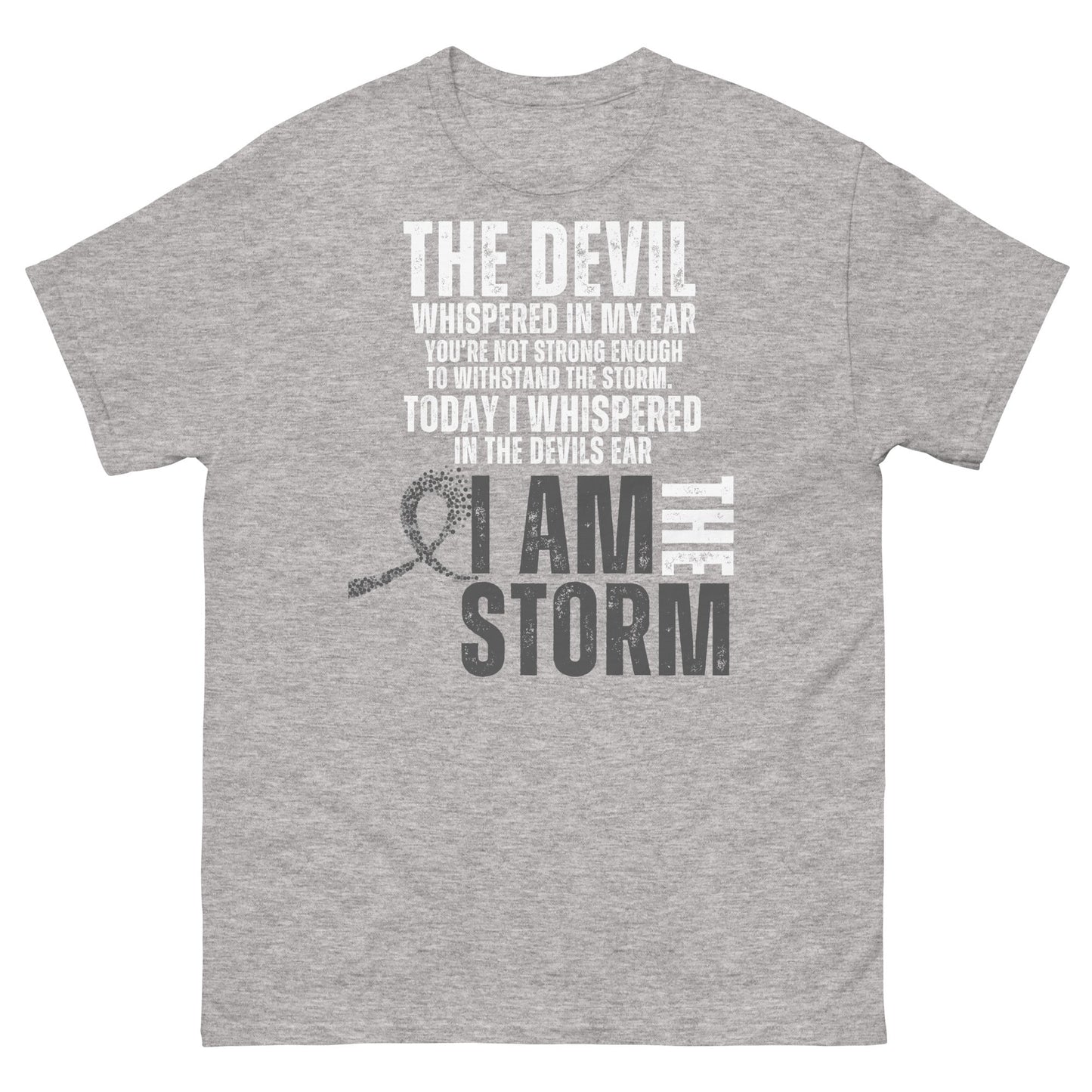 Customizable I Am the Storm Cancer Awareness Tee - JohnVsGBMSport GreyS