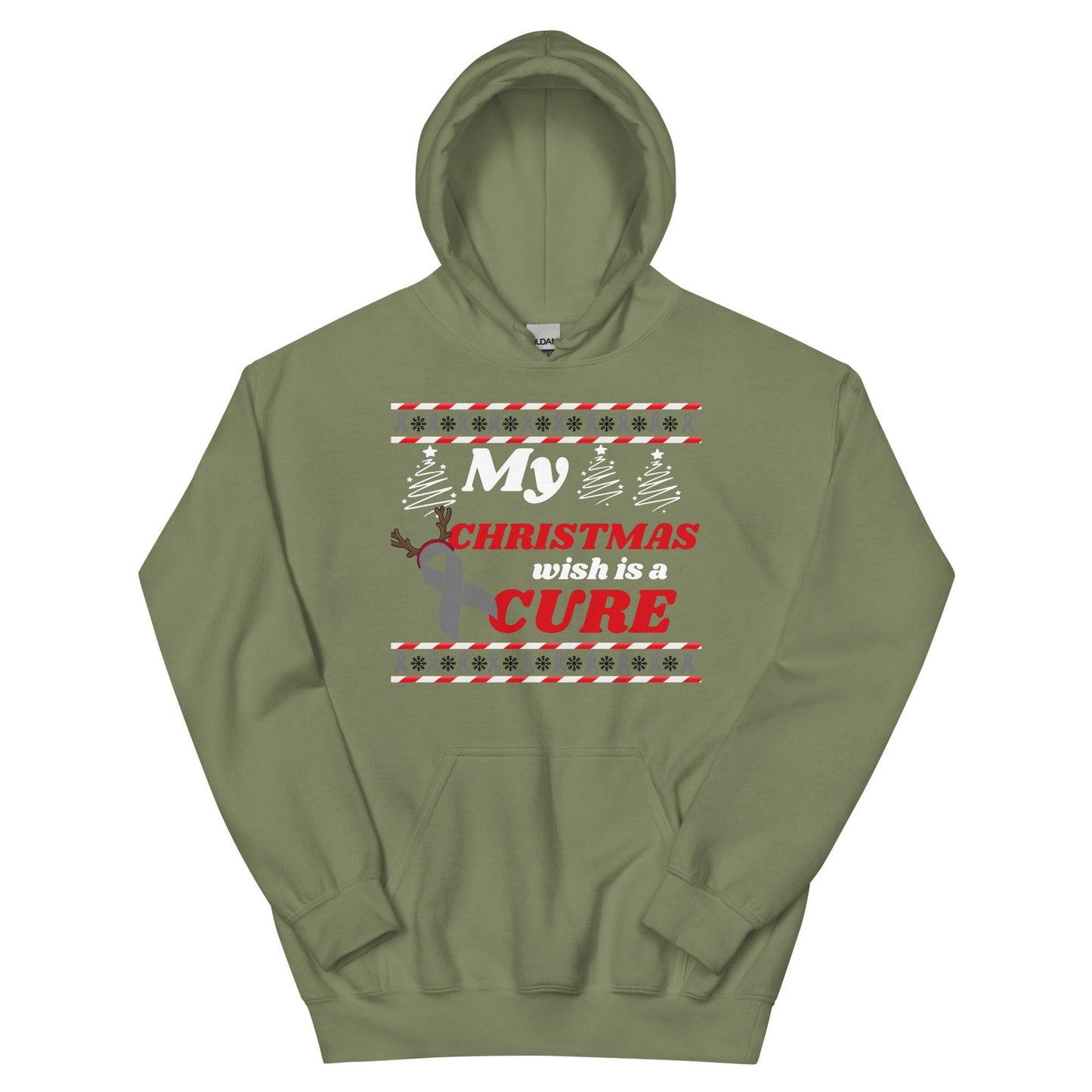 Customizable (Ribbon Color) My Wish is a Cure Hoodie - JohnVsGBMMilitary GreenS