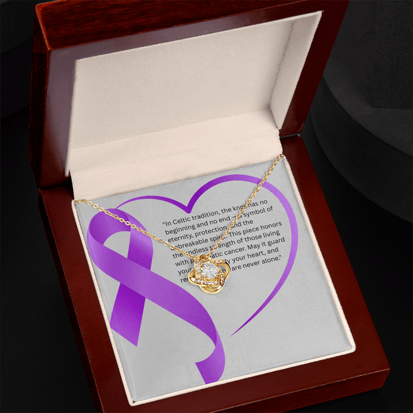 Endless Strength – Pancreatic Cancer Knot Necklace - JohnVsGBM18K Yellow Gold FinishLuxury Box