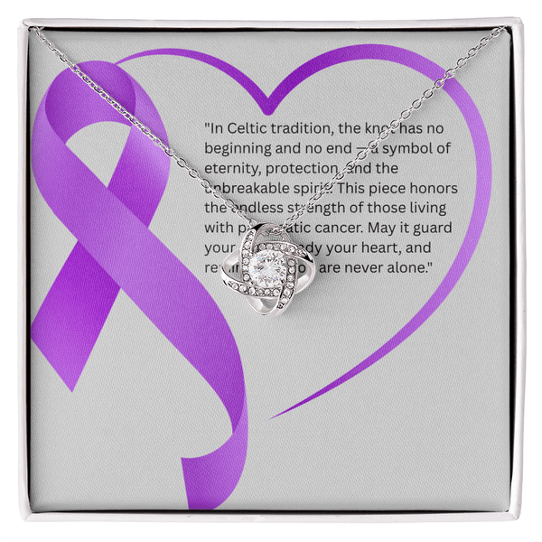 Endless Strength – Pancreatic Cancer Knot Necklace - JohnVsGBM14K White Gold FinishStandard Box