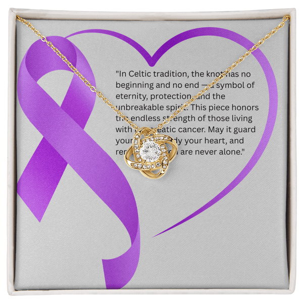 Endless Strength – Pancreatic Cancer Knot Necklace - JohnVsGBM18K Yellow Gold FinishStandard Box