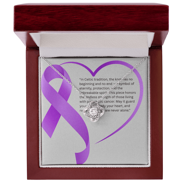 Endless Strength – Pancreatic Cancer Knot Necklace - JohnVsGBM14K White Gold FinishLuxury Box