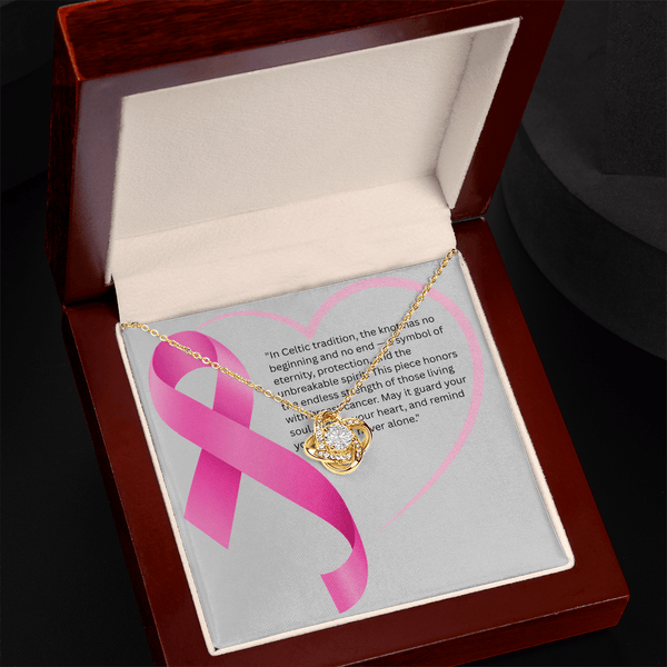 Eternal Grace – Breast Cancer Knot Pendant - JohnVsGBM18K Yellow Gold FinishLuxury Box