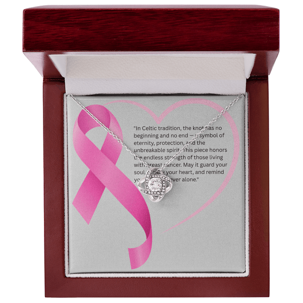 Eternal Grace – Breast Cancer Knot Pendant - JohnVsGBM14K White Gold FinishLuxury Box