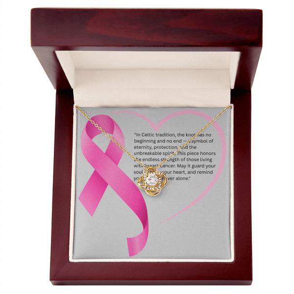 Eternal Grace – Breast Cancer Knot Pendant - JohnVsGBM18K Yellow Gold FinishLuxury Box