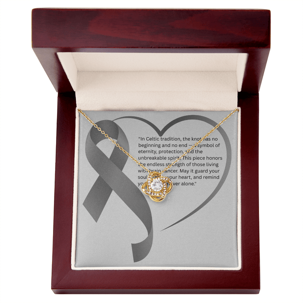 Eternal Strength – Brain Cancer Knot Pendant - JohnVsGBM18K Yellow Gold FinishLuxury Box