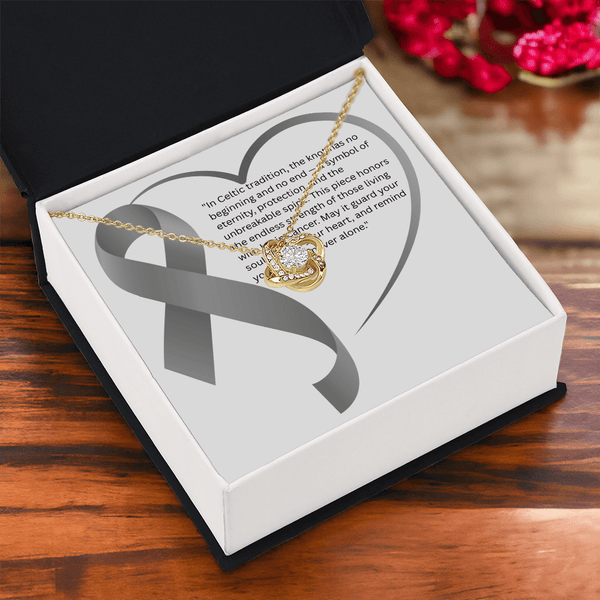 Eternal Strength – Brain Cancer Knot Pendant - JohnVsGBM18K Yellow Gold FinishLuxury Box