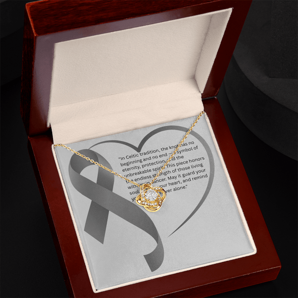 Eternal Strength – Brain Cancer Knot Pendant - JohnVsGBM18K Yellow Gold FinishLuxury Box