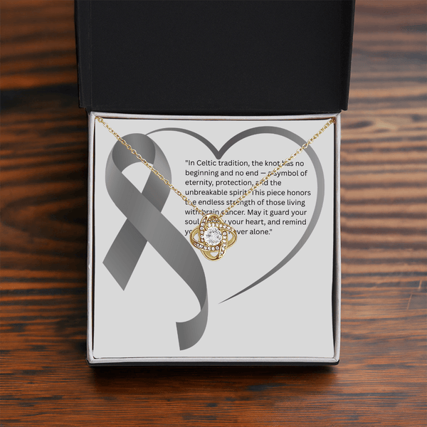 Eternal Strength – Brain Cancer Knot Pendant - JohnVsGBM18K Yellow Gold FinishLuxury Box