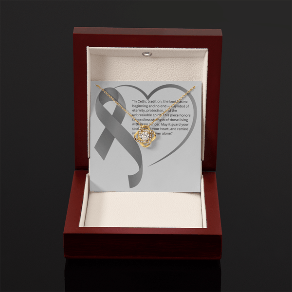 Eternal Strength – Brain Cancer Knot Pendant - JohnVsGBM18K Yellow Gold FinishLuxury Box