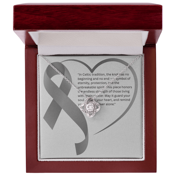 Eternal Strength – Brain Cancer Knot Pendant - JohnVsGBM14K White Gold FinishLuxury Box