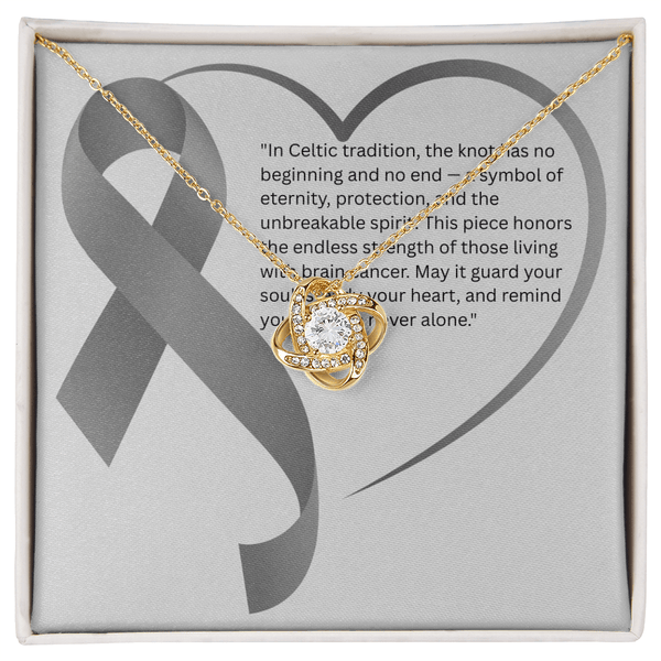 Eternal Strength – Brain Cancer Knot Pendant - JohnVsGBM18K Yellow Gold FinishStandard Box