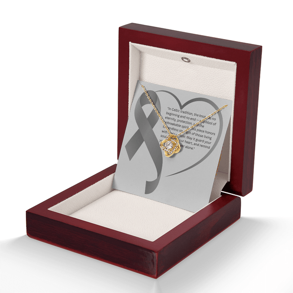 Eternal Strength – Brain Cancer Knot Pendant - JohnVsGBM18K Yellow Gold FinishLuxury Box