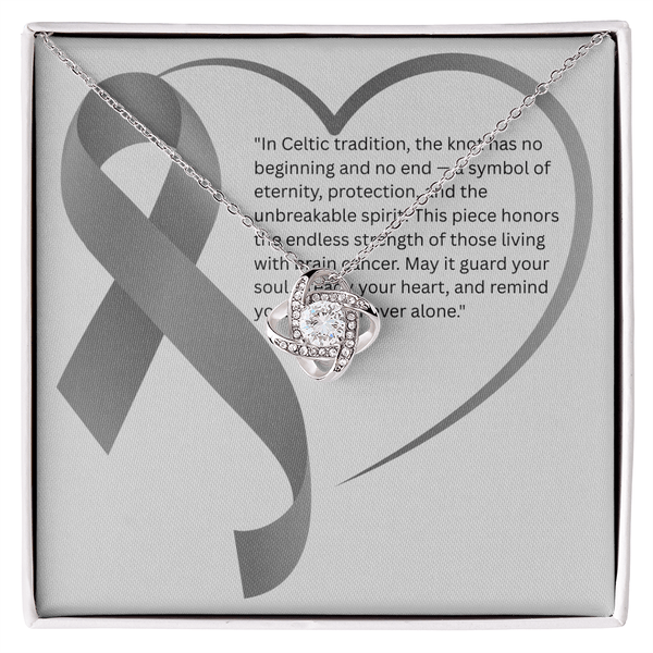 Eternal Strength – Brain Cancer Knot Pendant - JohnVsGBM14K White Gold FinishStandard Box