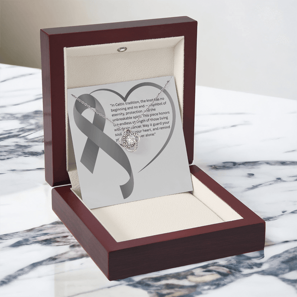 Eternal Strength – Brain Cancer Knot Pendant - JohnVsGBM18K Yellow Gold FinishLuxury Box