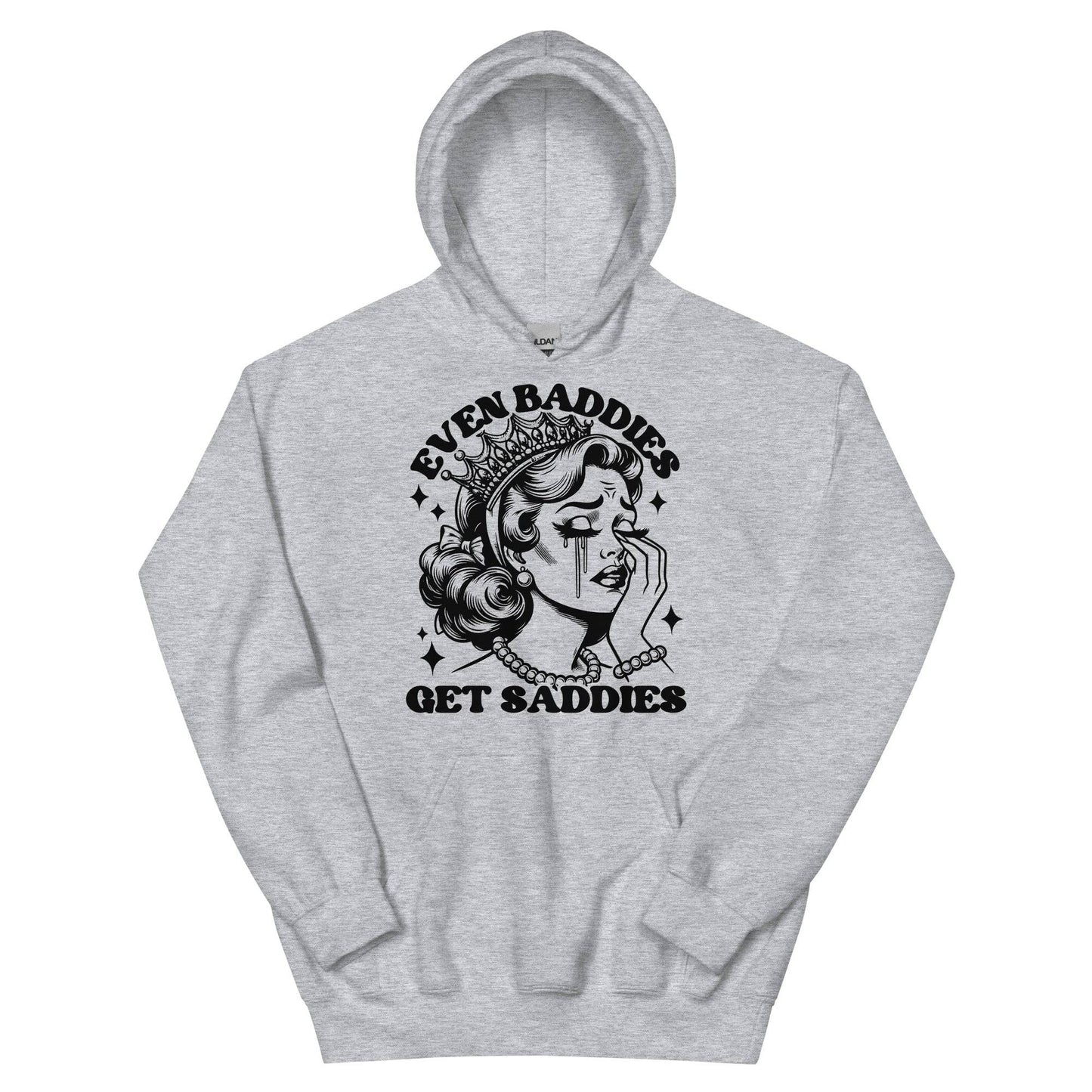 Even Baddies Get Saddies Black Hoodie - JohnVsGBMSport GreyS