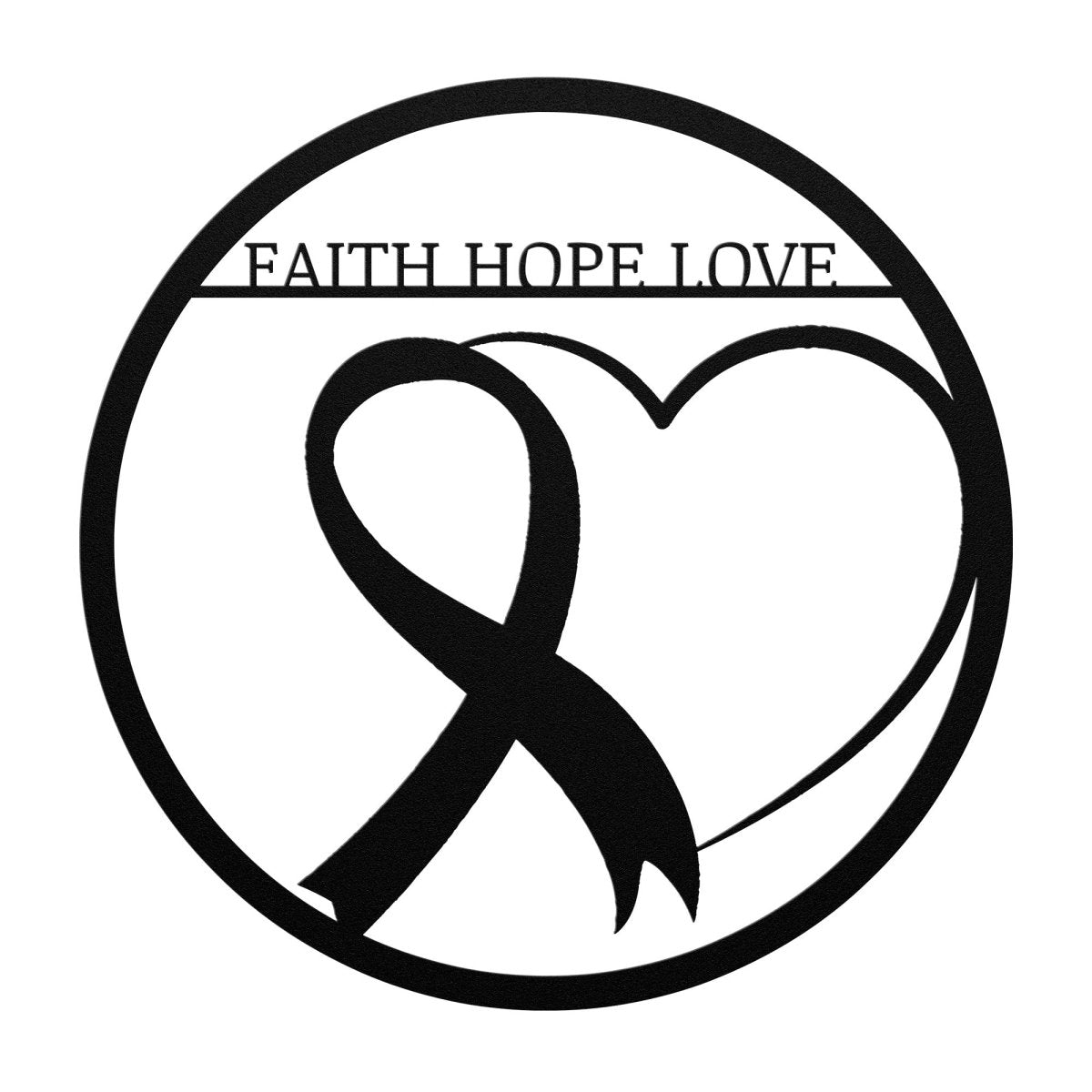 Faith Hope Love Metal Die Cut Sign - JohnVsGBMRed12 Inch