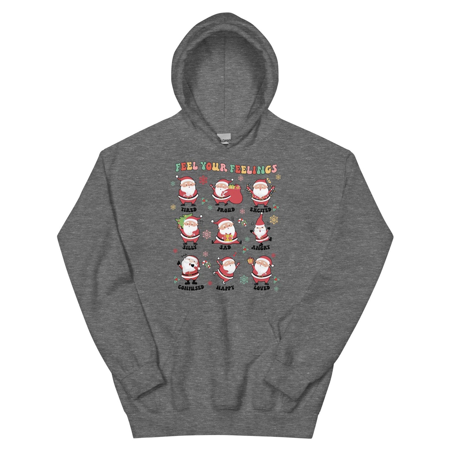 Feel Your Feelings Santa Hoodie - JohnVsGBMGraphite HeatherS