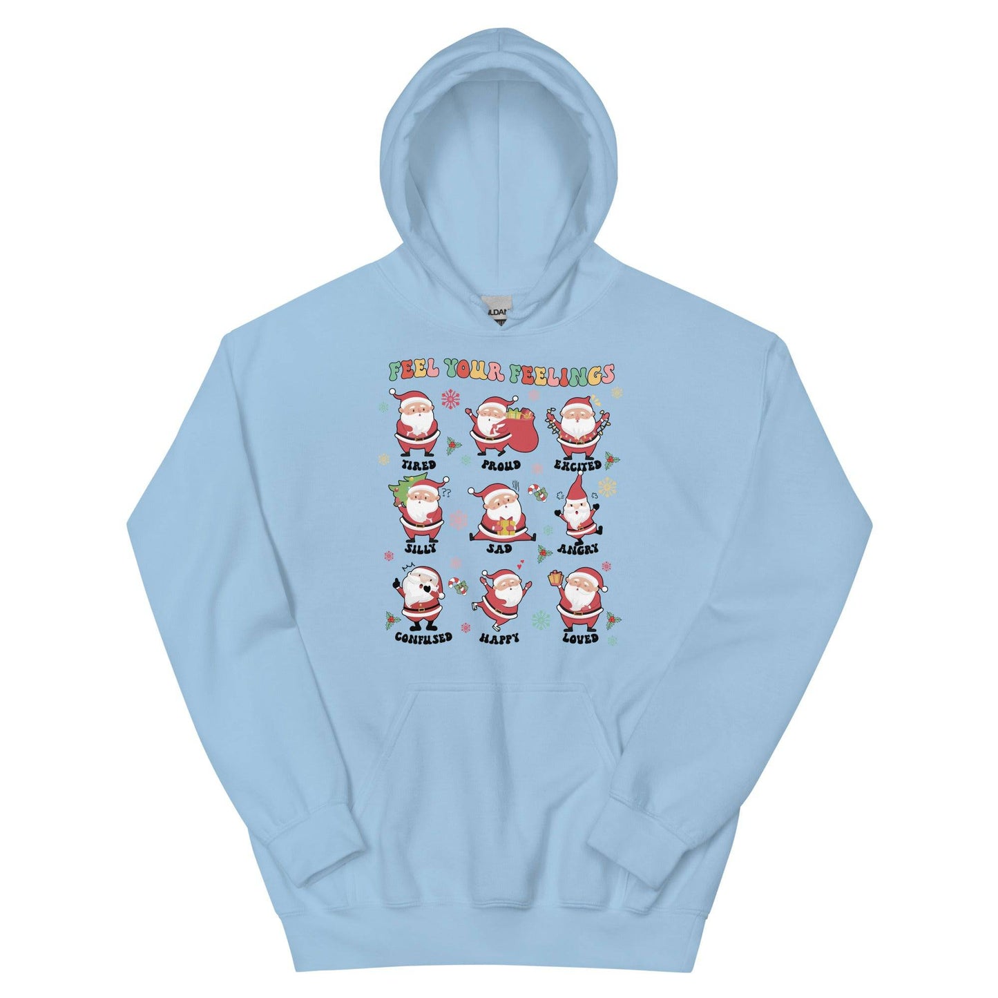 Feel Your Feelings Santa Hoodie - JohnVsGBMLight BlueS