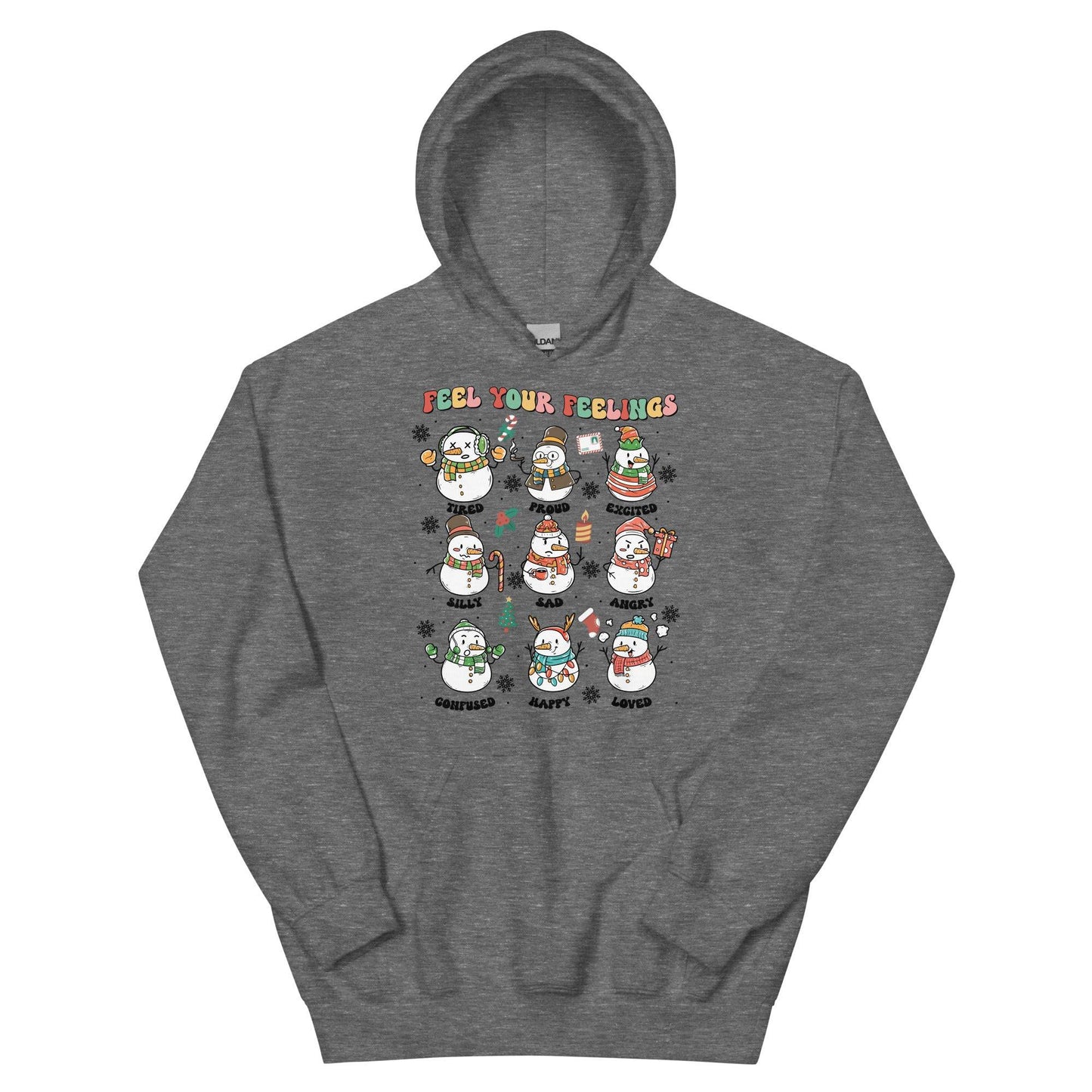 Feel Your Feelings Snowman Hoodie - JohnVsGBMGraphite HeatherS