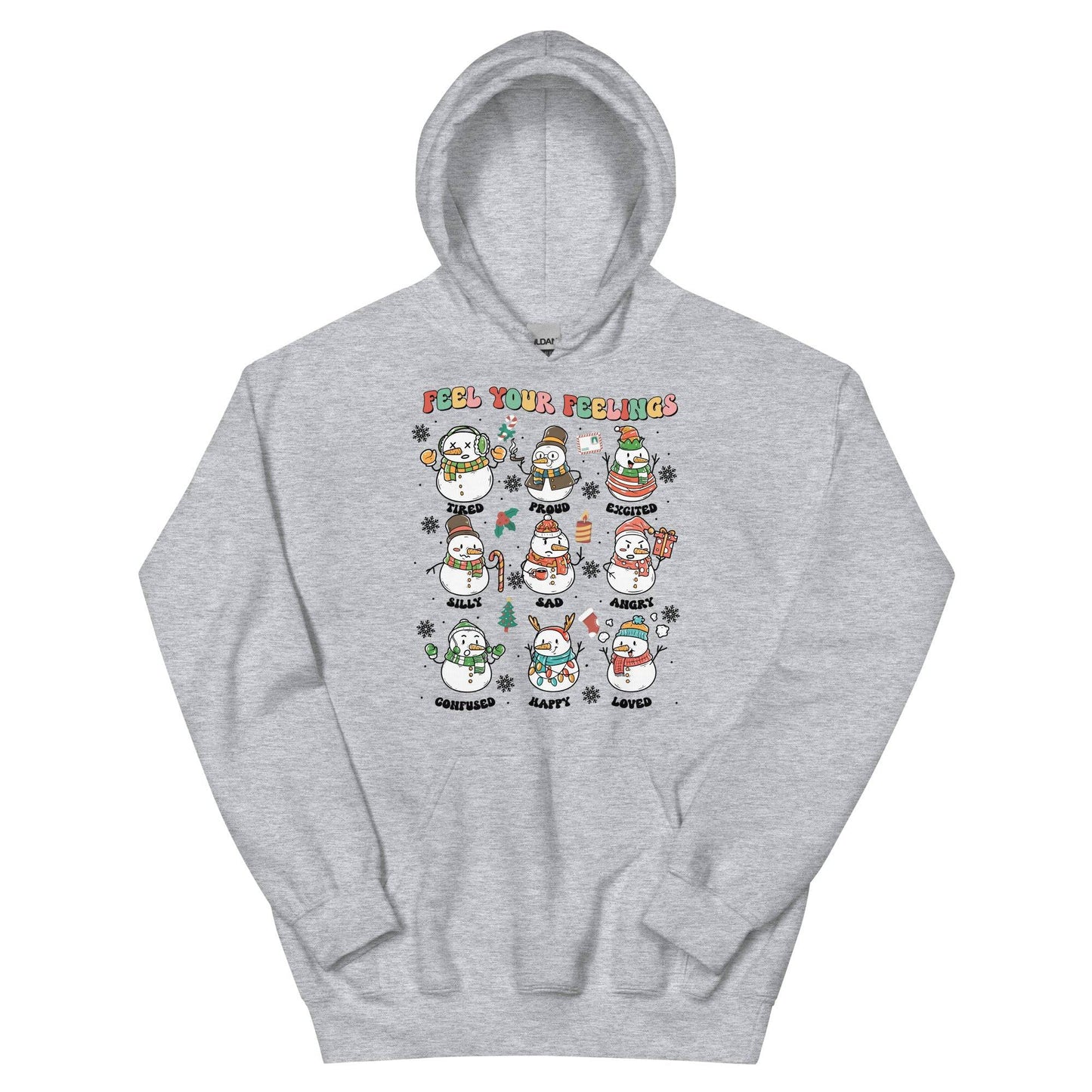 Feel Your Feelings Snowman Hoodie - JohnVsGBMSport GreyS