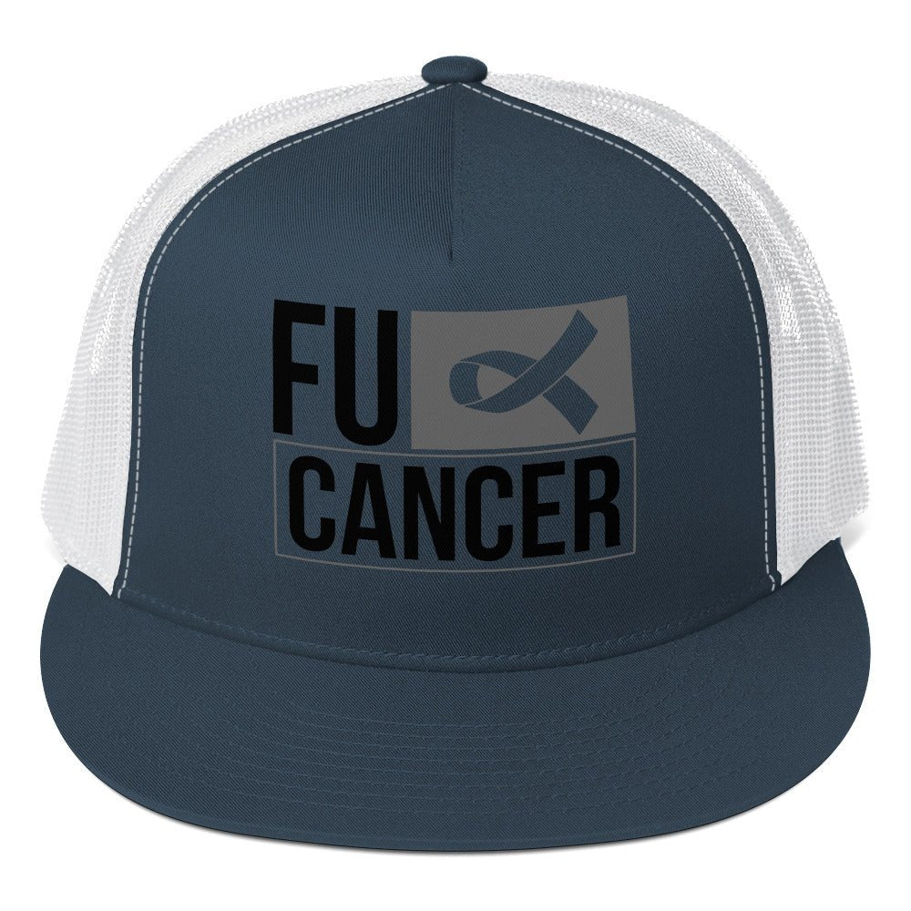 FU Cancer Trucker Cap - JohnVsGBMNavy/ White