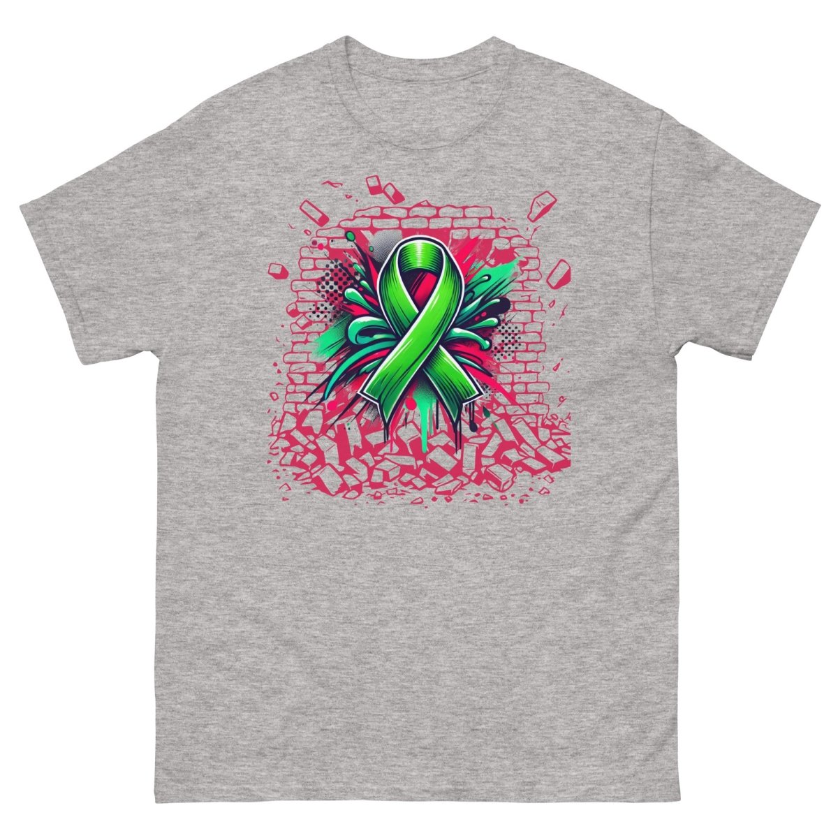 Green Graffiti Ribbon Tee - JohnVsGBMSport GreyS