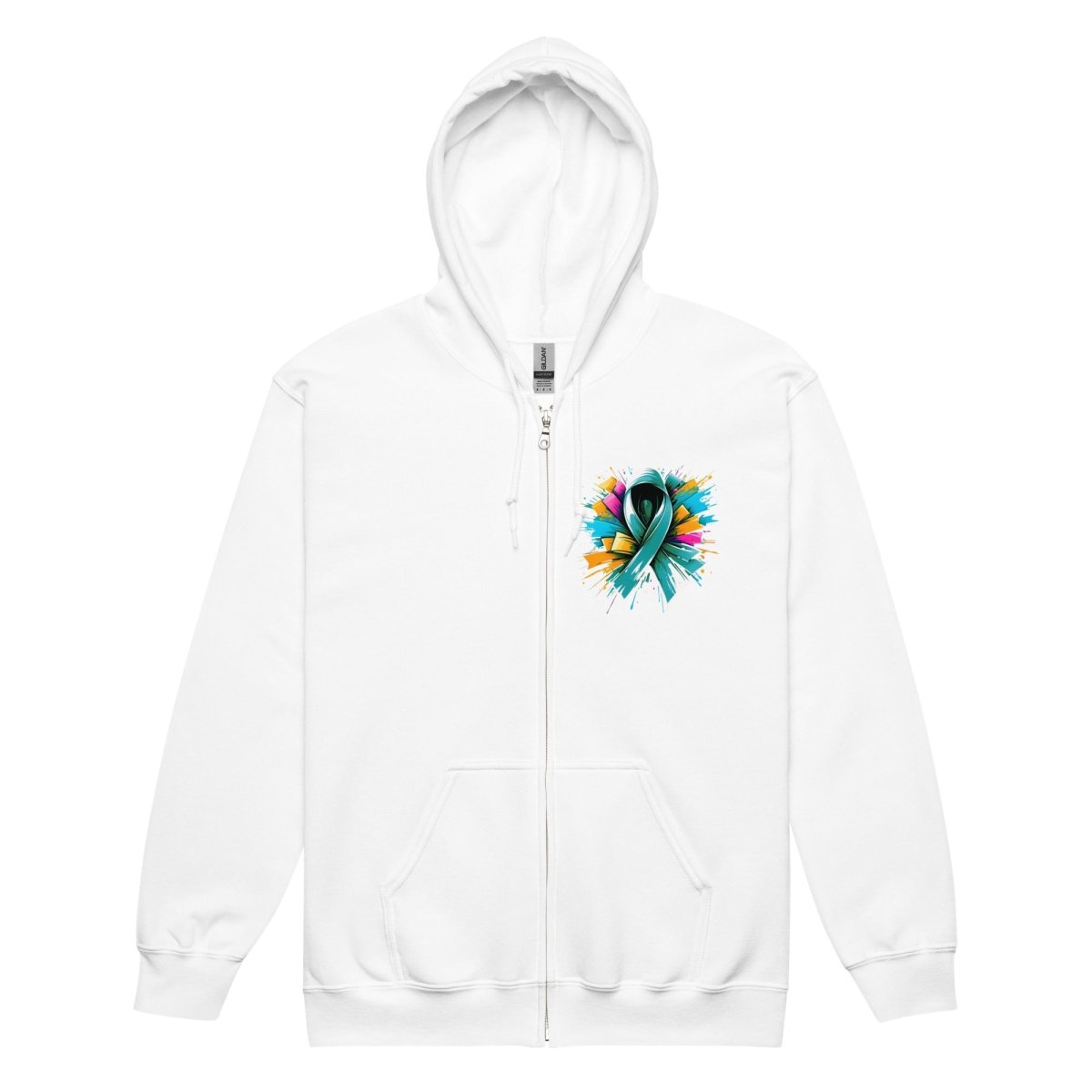 Green Ribbon Graffiti Zip Up Hoodie - JohnVsGBMWhiteS