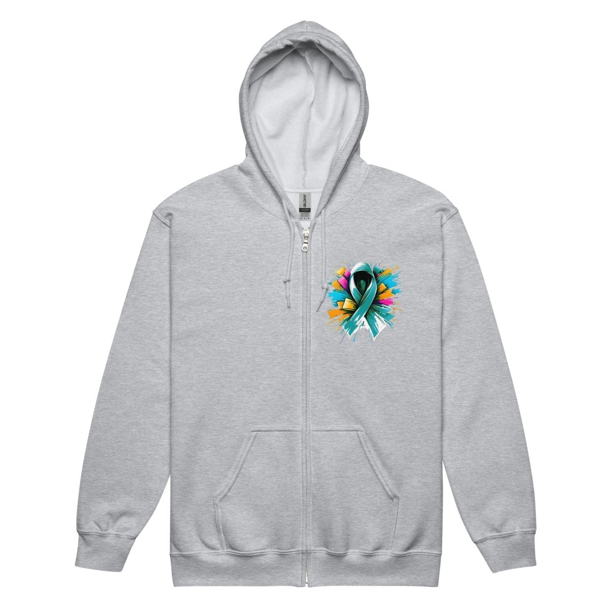 Green Ribbon Graffiti Zip Up Hoodie - JohnVsGBMSport GreyS