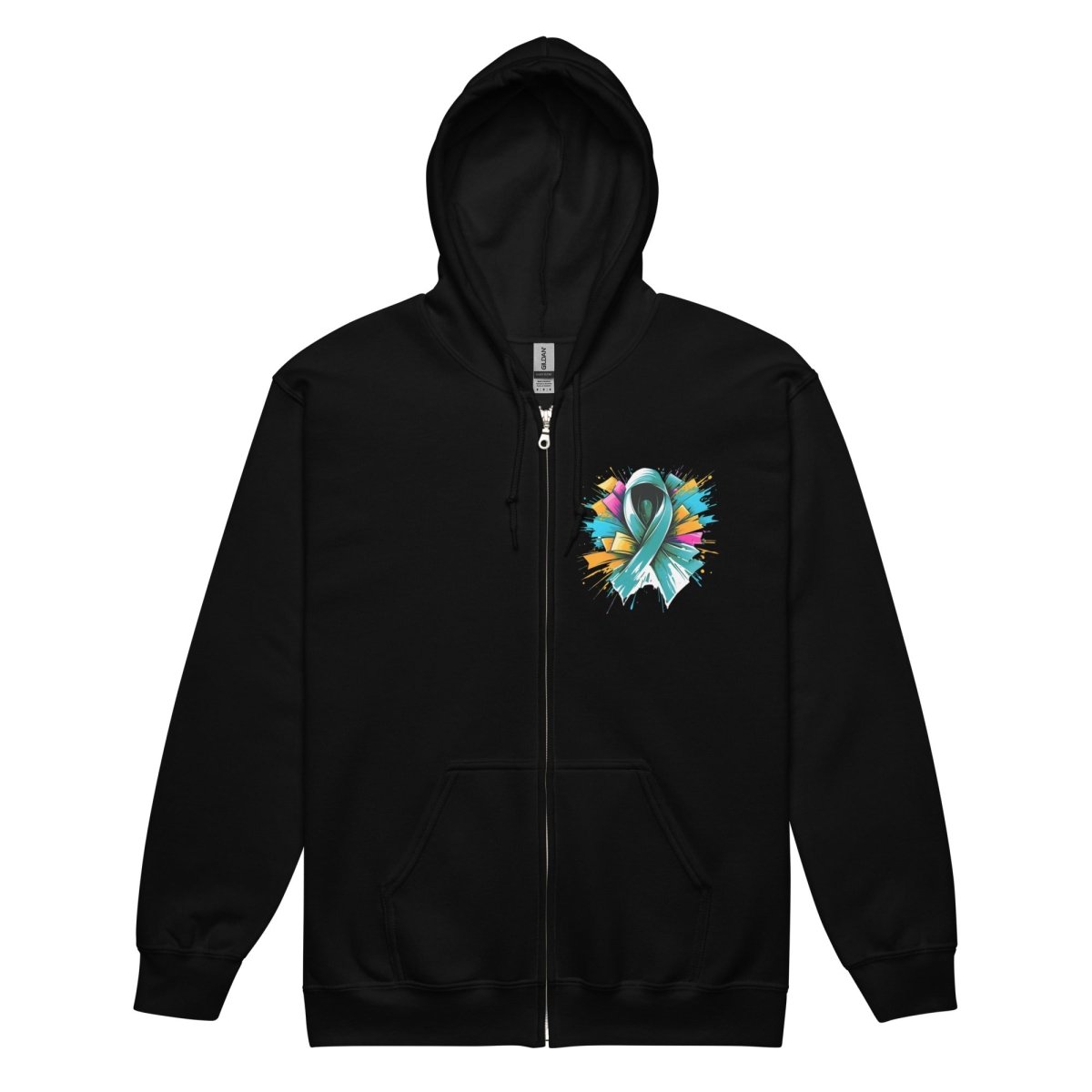 Green Ribbon Graffiti Zip Up Hoodie - JohnVsGBMBlackS