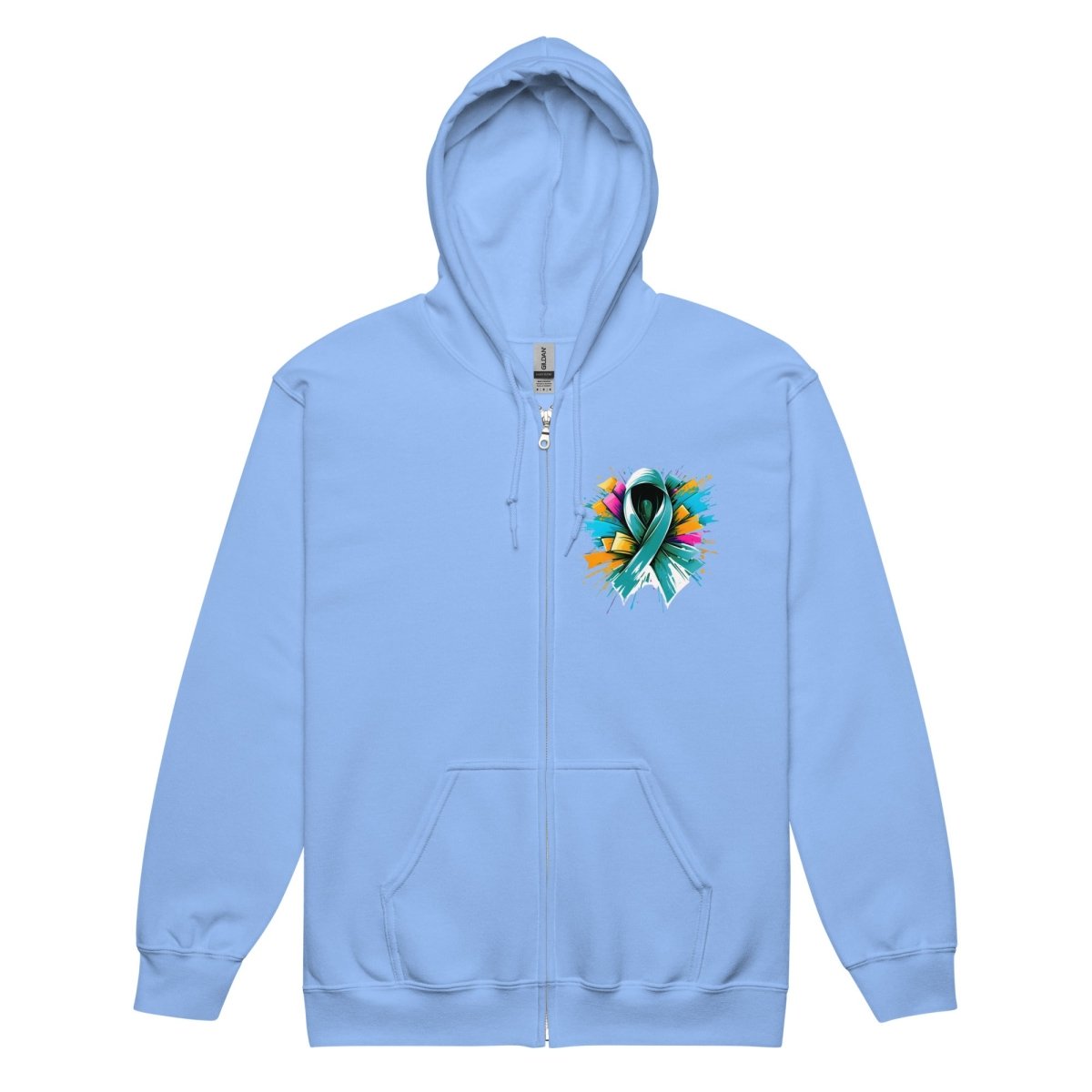 Green Ribbon Graffiti Zip Up Hoodie - JohnVsGBMCarolina BlueS