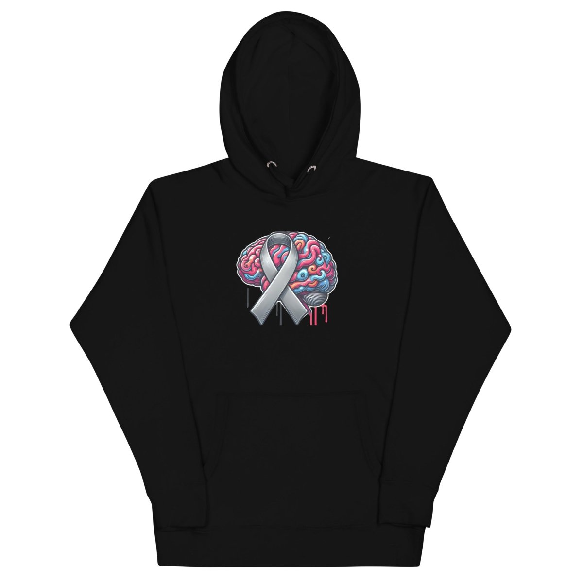 Grey Brain Ribbon Graffiti Hoodie - JohnVsGBMBlackS