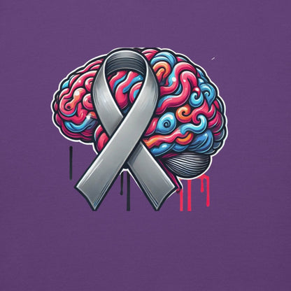 Grey Brain Ribbon Graffiti Hoodie - JohnVsGBMPurpleS