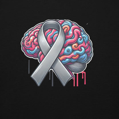 Grey Brain Ribbon Graffiti Hoodie - JohnVsGBMBlackS