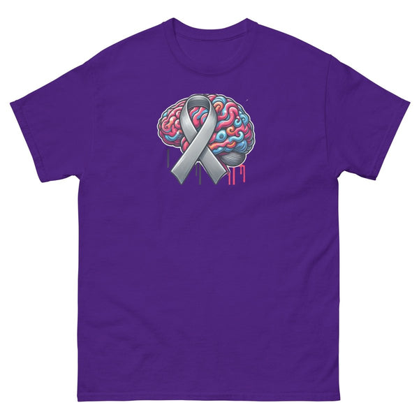 Grey Brain Ribbon Graffiti Tee - JohnVsGBMPurpleS