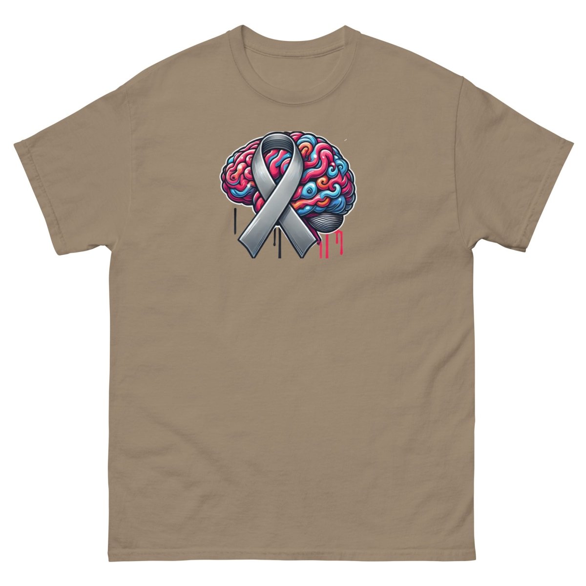 Grey Brain Ribbon Graffiti Tee - JohnVsGBMBrown SavanaS