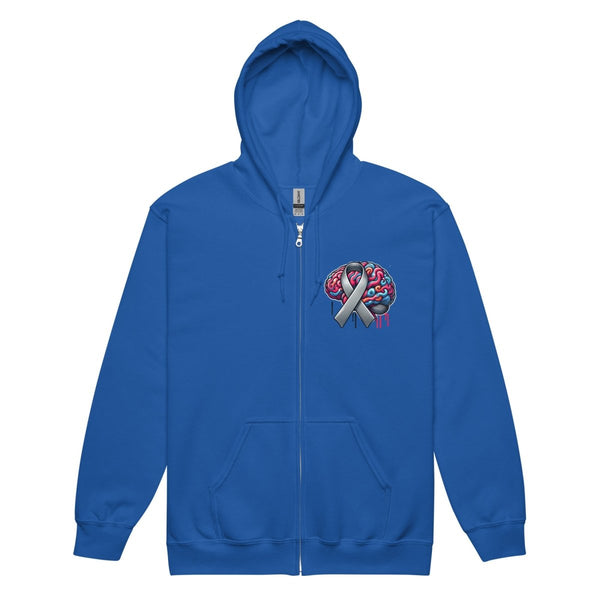 Grey Brain Ribbon Graffiti Zip Up Hoodie - JohnVsGBMRoyalS