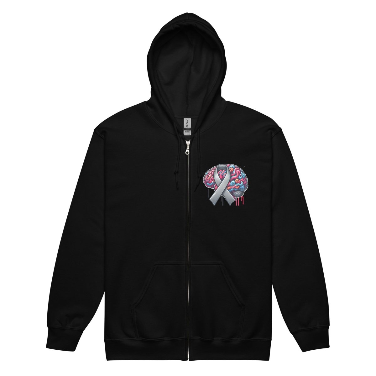 Grey Brain Ribbon Graffiti Zip Up Hoodie - JohnVsGBMBlackS