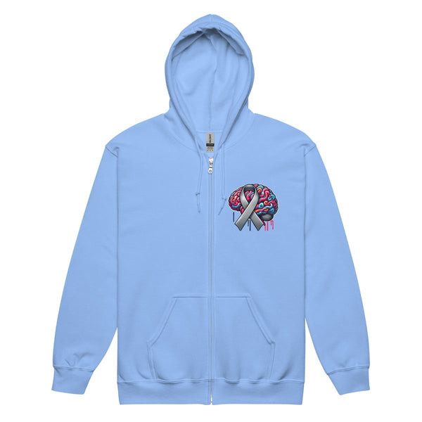 Grey Brain Ribbon Graffiti Zip Up Hoodie - JohnVsGBMCarolina BlueS