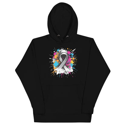 Grey Paint Blotch Ribbon Graffiti Hoodie - JohnVsGBMBlackS