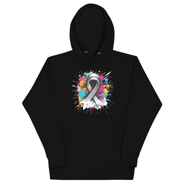 Grey Paint Blotch Ribbon Graffiti Hoodie - JohnVsGBMBlackS