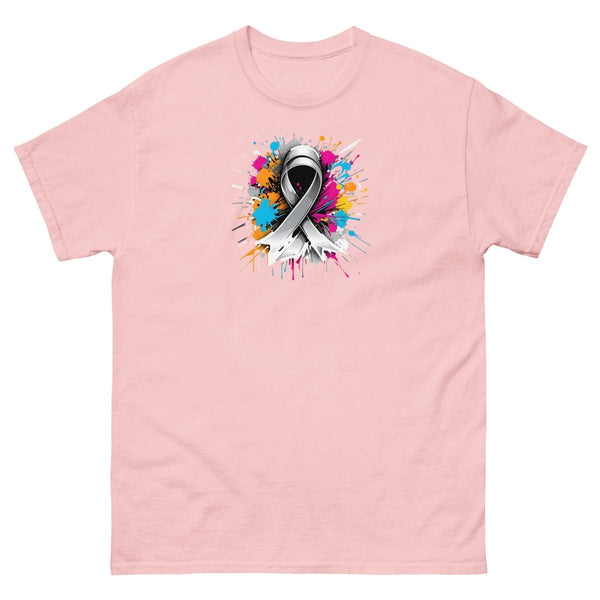 Grey Paint Blotch Ribbon Graffiti Tee - JohnVsGBMLight PinkS