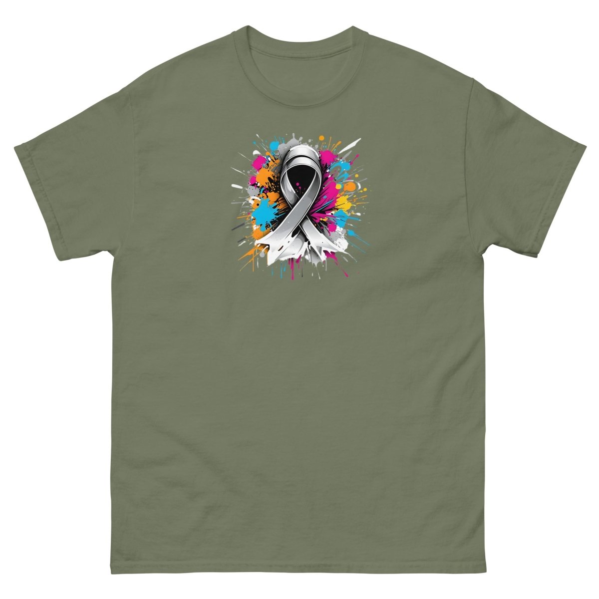 Grey Paint Blotch Ribbon Graffiti Tee - JohnVsGBMMilitary GreenS