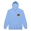 Grey Paint Blotch Ribbon Graffiti Zip Up Hoodie - JohnVsGBMCarolina BlueS