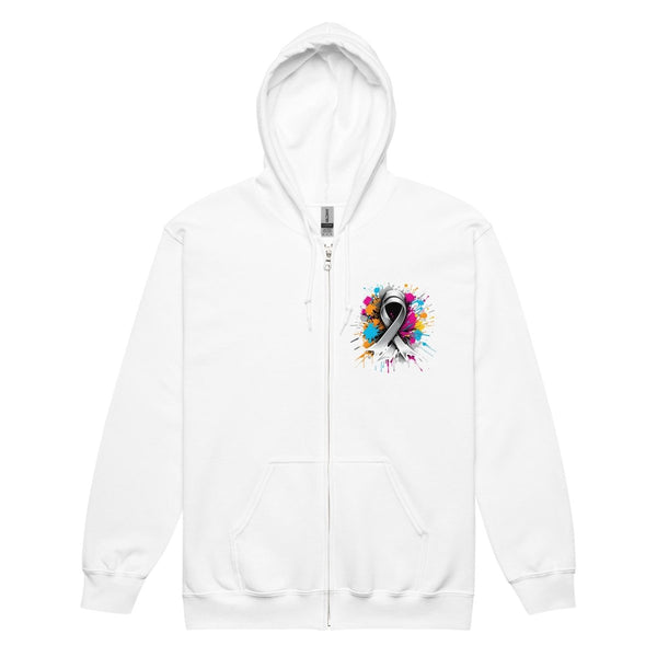 Grey Paint Blotch Ribbon Graffiti Zip Up Hoodie - JohnVsGBMWhiteS