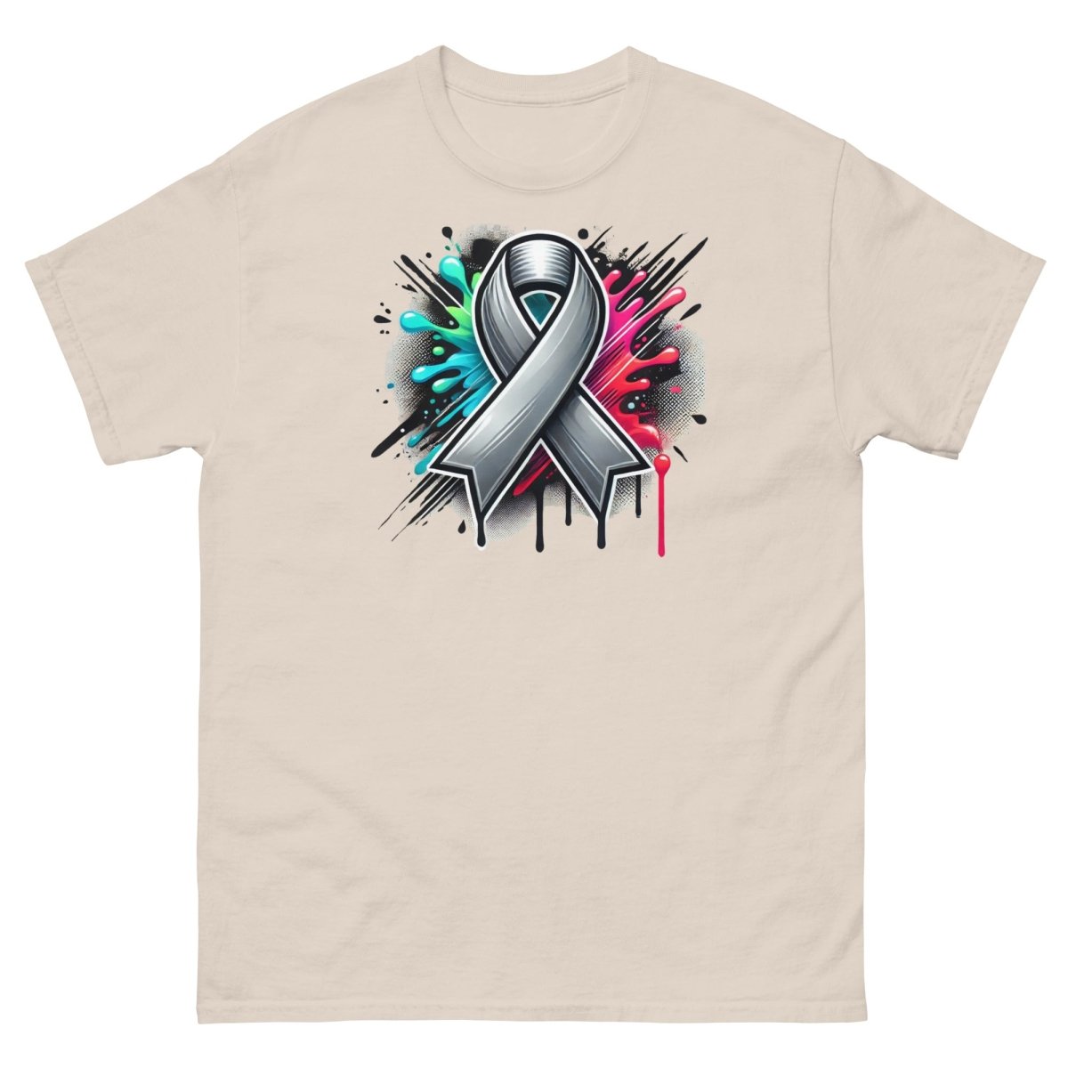 Grey Ribbon Graffiti Tee - JohnVsGBMNaturalS