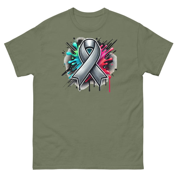 Grey Ribbon Graffiti Tee - JohnVsGBMMilitary GreenS